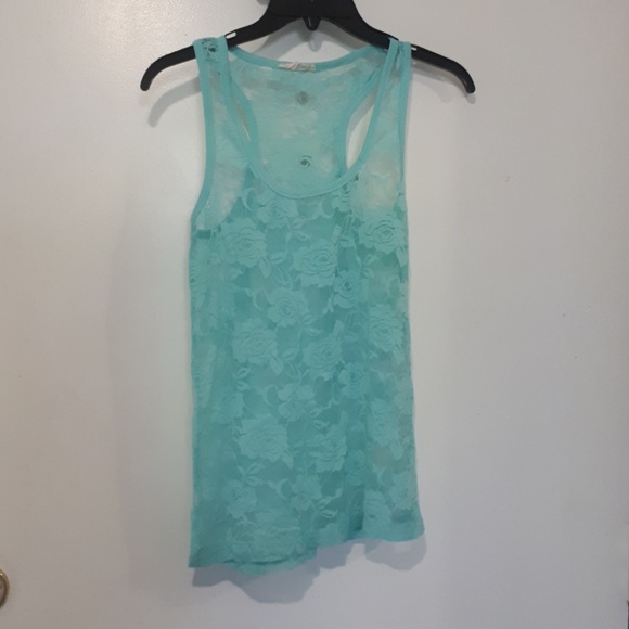 Light, teal tank top/over shirt - Picture 1 of 1
